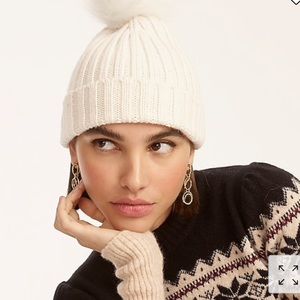 JCREW BEANIE w/ FAUX FUR PUFF NWT